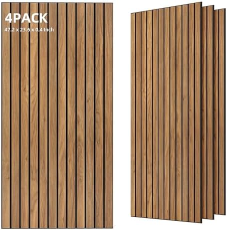 TO-TH Acoustic Panels Decorative Soundproof Wall Panel 4 Pack, Rustic Teak
