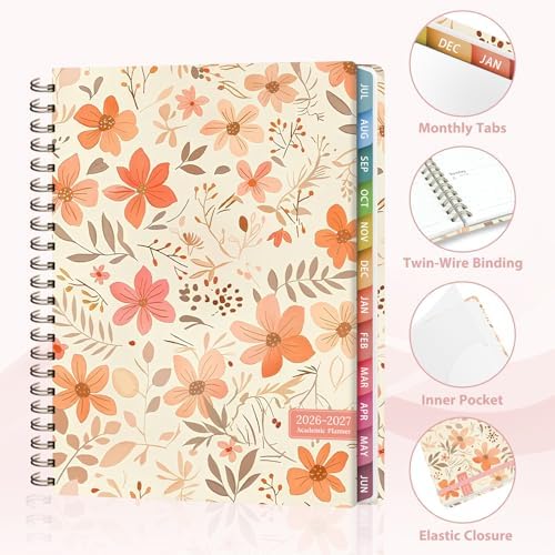 Planner 2026-2027, Weekly and Monthly Academic Planner, July 2026 - June 2027, Hardcover Calendar Agenda Book for School Year Planning, School Supplies for Teacher and Student, Letter Size(8.5'' x 11'')