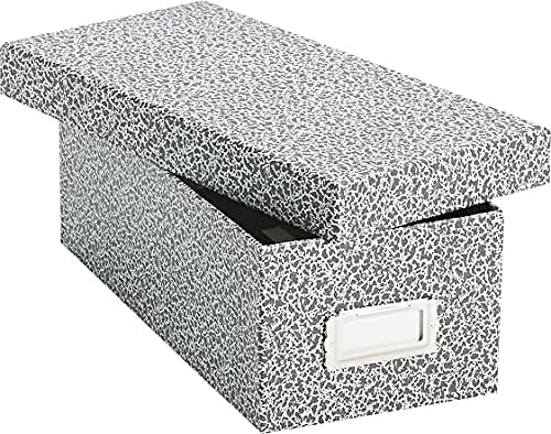 Oxford 40588 Reinforced Board Card File, Lift-Off Cover, Holds 1,200 3 x 5 Cards, Black/White