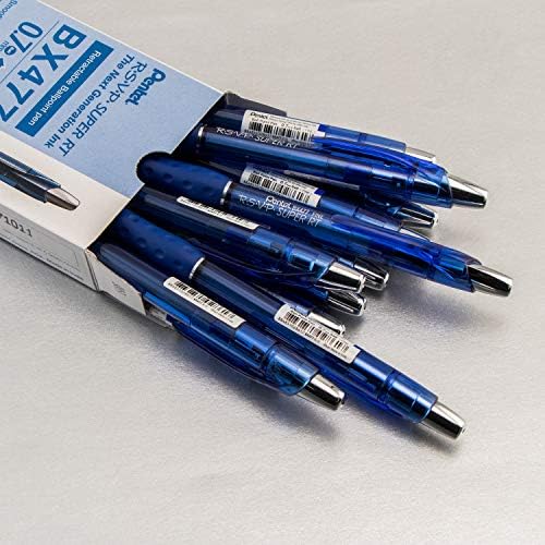 Pentel RSVP Super RT Ballpoint Pen, (0.7mm) Fine Line, Blue Ink, Box of 12 (BX477-C)