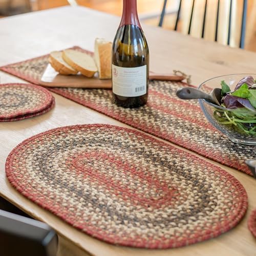 Homespice Chester Braided Placemats for Cabin Decor, Oval 13x19 Set of 6