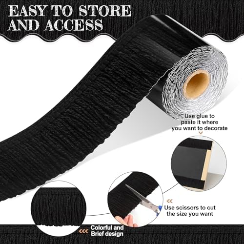 Zonon 65.6 Ft Black Fringe Bulletin Board Border Farmhouse Classroom Decor