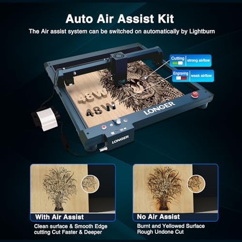 Longer B1 40W Laser Cutter with Air Assist, with Camera Kit, Auto Positioning & Capture,19.7"x 19.7" Honeycomb,Enclosure with Vent,8 Safety Features