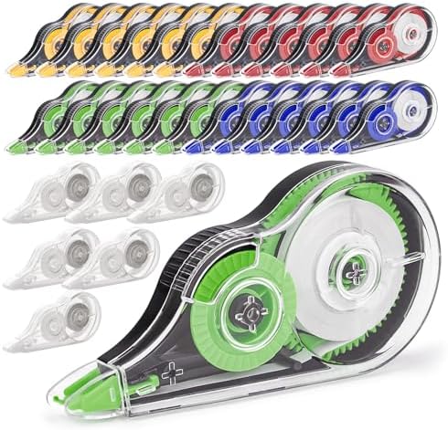 30 Pcs Colorful Correction Tape, 39.4 Ft White Bulk, 0.2 in Width