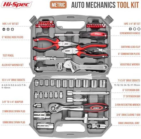 Hi-Spec Metric Auto Mechanic Tool Set Motorcycle & Car Tool Kit Trucks