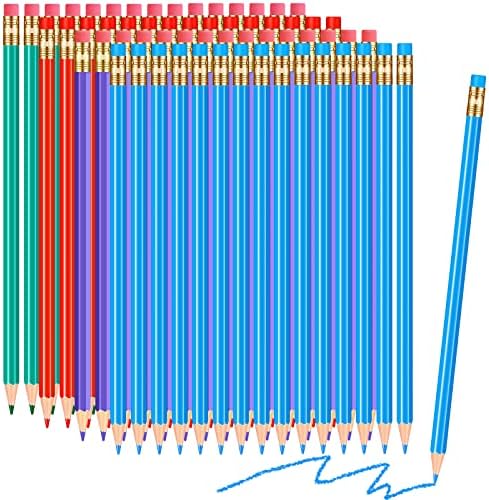 Tatuo 60 Pcs Pencils Pre Sharpened Checking Pencils with Eraser Erasable Colored Pen for Map Coloring Tests Sketch School Office Editing Kids Adults Favors Grading(Lovely Color)