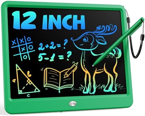Bravokids 12 Inch LCD Writing Tablet for 3 Year Olds - Electronic Drawing Pad and Doodle Board as Educational Birthday Gifts for Girls and Boys (Green)