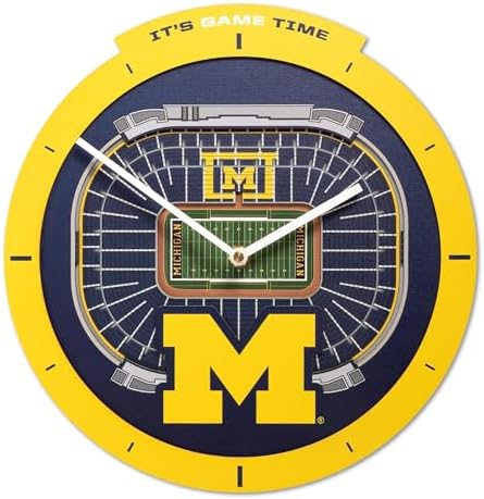 YouTheFan NCAA Michigan Wolverines StadiumView 3D Wall Clock