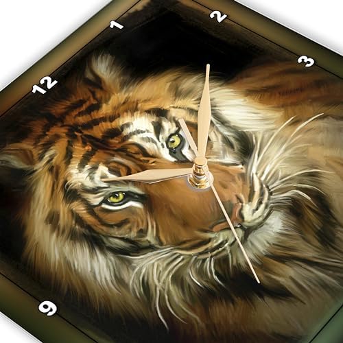 3dRose Wall Clock Silent - 13 inch - Portrait of a Tiger - Designs Animal Themes
