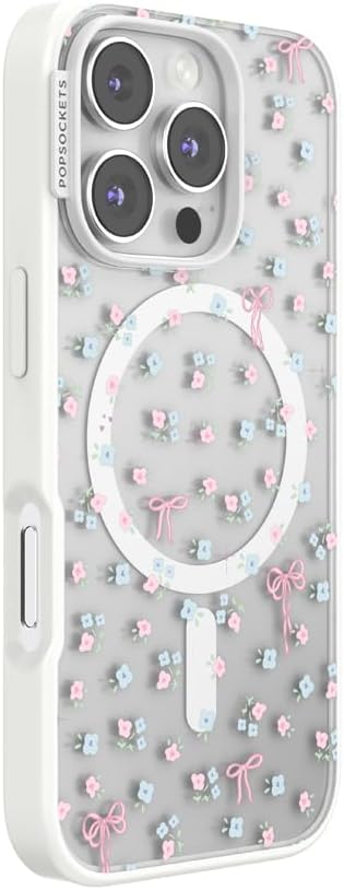 PopSockets iPhone 16 Pro Phone Case with MagSafe, Wireless Charging Compatible, Bow - Bows & Blooms