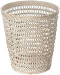 Kouboo La Jolla Rattan Mesh Waste Basket, Wicker Trash Can, White Wash