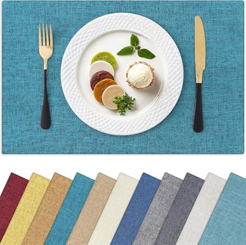 Homaxy Cloths Placemats for Dining Table Set of 6, 13" x 19", Teal