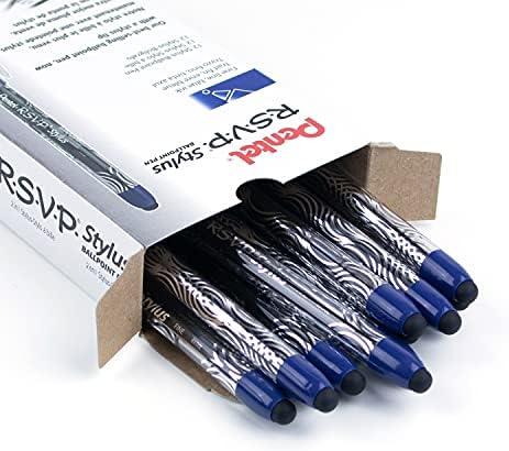 Pentel RSVP STYLUS Ballpoint Pen, Fine Line, Blue Ink (BK90L-C)