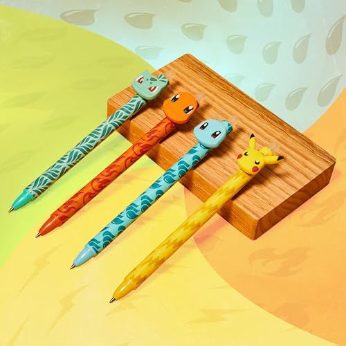 Pokemon Erasable Pens Set of 4 School Supplies Smooth Writing Retractable Pikachu Blue Gel Pens Ballpoint for Drawing Doodling Journaling Kawaii Anime Gifts