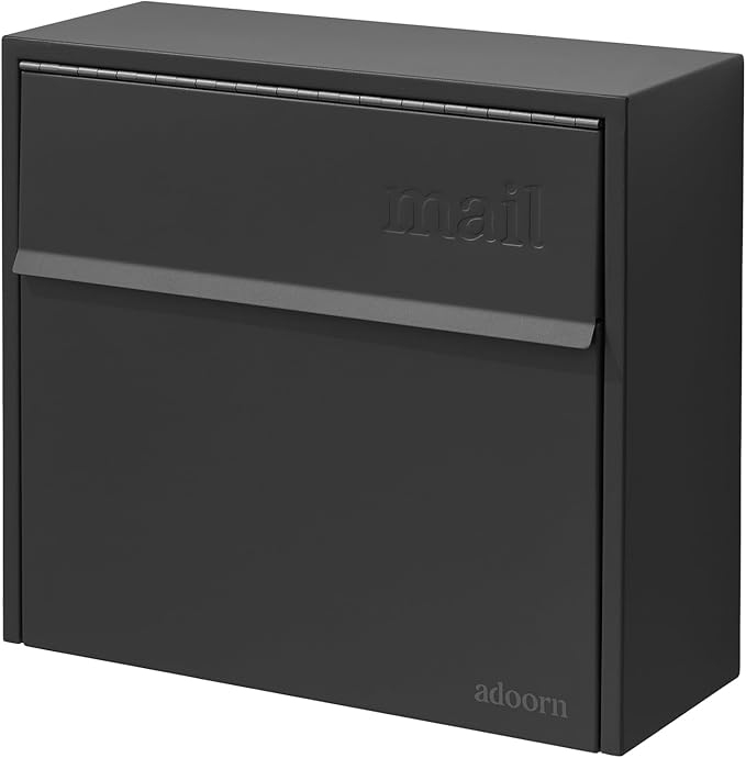 Wall Mount Mailbox - Small, Anti-Theft Locking Mailbox, Weatherproof Mailboxes for Outside The House, 13.5" H x 15" L x 5.5" D (Black)