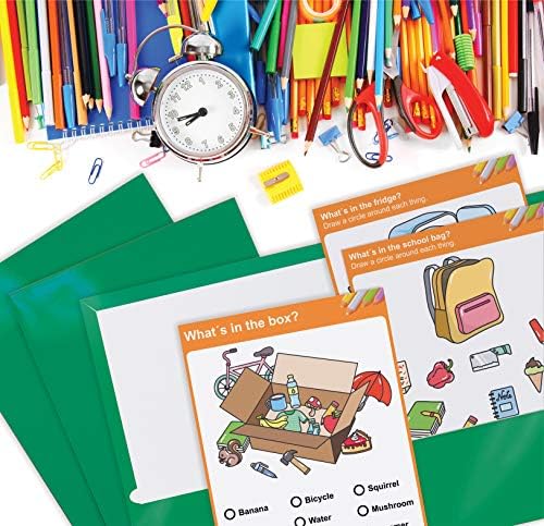 Better Office Products 2 Pocket Glossy Laminated Green Paper Folders, Letter Size, 25 Pack, Green Paper Portfolios, Box of 25