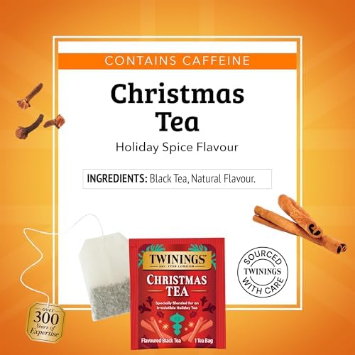 Twinings Christmas Black Tea Individually Wrapped Bags, 20 Count (Pack of 2), Aromatic Cinnamon & Clove, Caffeinated, Enjoy Hot or Iced, 20 Teabags