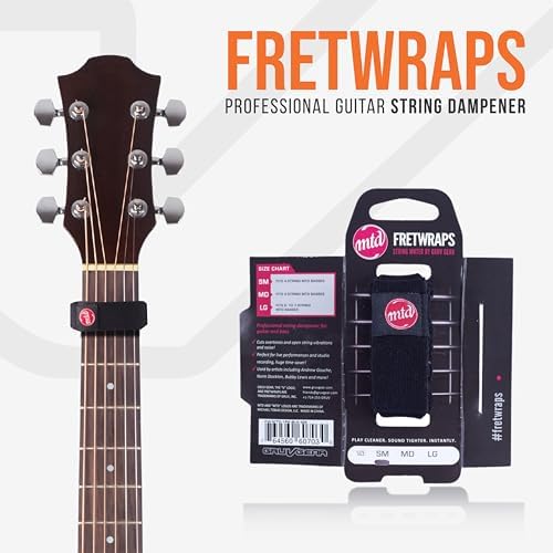 Gruv Gear Fret Wrap & Guitar Mute MTD Edition, Fretwrap for Acoustic, Electric & Bass | String Dampener Recording, Tapping & Practice Accessory (1 Pack, Medium Black, Fits 5 String Bass, 7 String