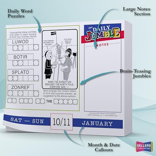 Daily Jumble 2026 Daily Desk Calendar: Boxed Page-a-Day Word Puzzle Calendar with Brain-Teasing Jumbles, Anagrams & Day-to-Day Challenges