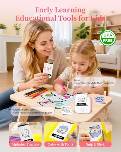 Memoking Sticker Printer, T02 Portable Mini Printer Gifts for Teen Girls