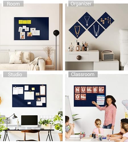 28" x 18" Felt Bulletin Board Tiles 1/2" Thick, Dark Blue