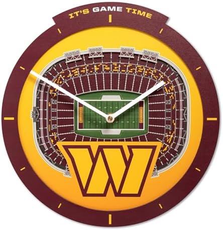 YouTheFan NFL Washington Commanders StadiumView 3D Wall Clock
