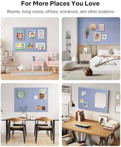 48" x 36" Large Cork Bulletin Board Tiles, Peel and Stick Felt Wall Panels for Vision, Message Center, Picture and Prayer Board for Office, Dorm, Room and Desk Decor(Soft Periwinkle)
