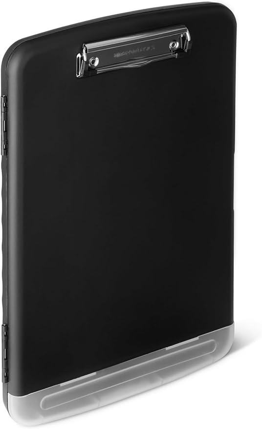 Amazon Basics High Capacity Nursing Clipboard with Storage and Pen Holder, 14.37 x 9.84 x 1.49 inches, Black (Pack of 6)