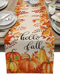 Fall Pumpkin Table Runner Dresser Scarf 13 x 120 Inch Harvest Orange Maple Leaves Table Runners Non-Slip Heat Resistant Kitchen Dining Table Decor for Autumn Thanksgiving Holidays Indoor Outdoor