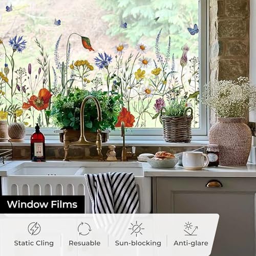 ADD.HERES Stained Glass Window Film, Static Cling Window Film,17.5 x 78.7in