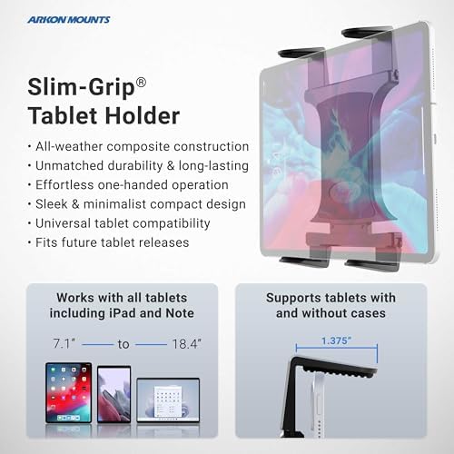 ARKON Mounts Heavy-Duty Tablet Mount, Permanent Drill Base AMPS Mount for Vehicles, Fleet, Desks & Workstations, Fits iPad, Samsung Galaxy Tab & Tablets 7"-18.4"