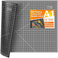 WorkLion Self Healing Cutting Mat 24''x36'': Double-Sided 5-Ply Craft Cutting Board with Grid - Slip-Resistant Large Cutting Mat for Sewing, Fabric,Quilting, Crafts & Hobbies(Grey/Black)