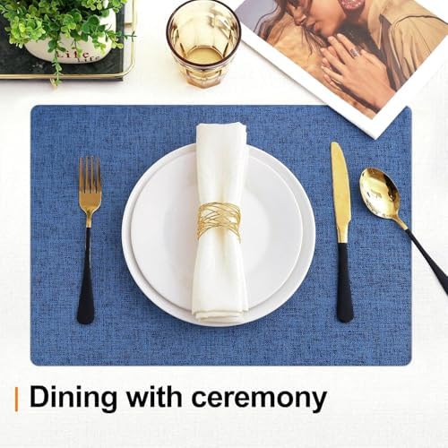 Homaxy Cloths Placemats for Dining Table Set of 4, 13" x 18", Blue