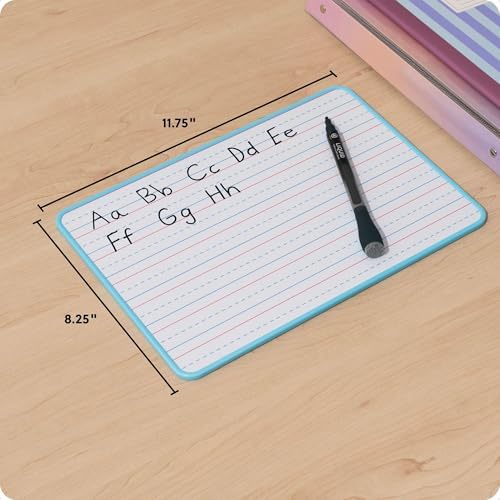 U Brands Mini Dry Erase Board for School, 1 Count Double Sided Ruled - Blue