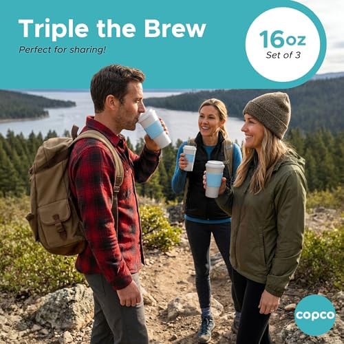 Copco Acadia Travel Mugs, 16 Oz - Azure Blue, Set of 3