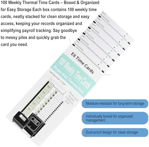 300 E8 Thermal Time Cards, Compatible with Lathem 2100HD & 800P Time Clocks