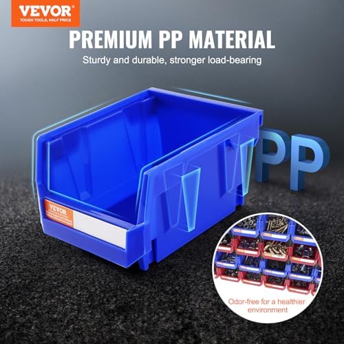 VEVOR Plastic Storage Bins 24 Pack (5 x 4 x 3-Inch), Hanging Stackable Storage Organizer Bins, Heavy Duty Stacking Containers for Closet, Garage, Office, or Small Parts Organization