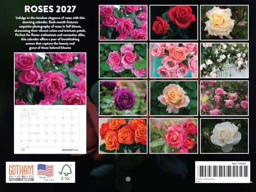 Rose Calendar 2027 Monthly Wall Calender 12 Month