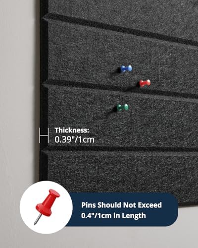 Cork Board, 48"x36" Felt Bulletin Board with Self Adhesive Black