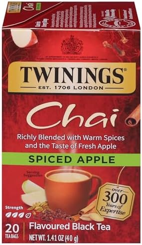Twinings Spiced Apple Chai Black Tea Bags, 20 CT Box (1 Pack)