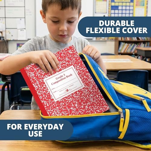 Roaring Spring Paper Products Composition Book, Grade 3 Ruled, 50 Sheets, 9-3/4 x 7-3/4 Inches, Red (ROA77922)
