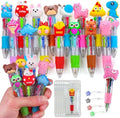 16 Pcs Mini Multicolor Pens in One 4-in-1, Cute Kawaii Ballpoint Pens Bulk with 16 Different Designs, Classroom Rewards, Student Gifts, Party Favors, Back to School Supplies for Kids