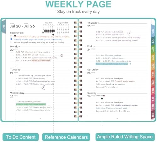 Planner 2026-2027, Weekly and Monthly Academic Planner, July 2026 - June 2027, Hardcover Calendar Agenda Book for School Year Planning, School Supplies for Teacher and Student, Letter Size(8.5'' x 11'')
