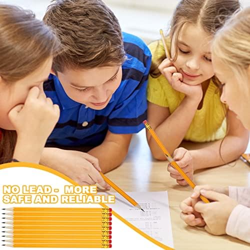 Zhehao 1200 Pack #2 HB Pencils Bulk, Yellow Wood Cased Unsharpened Pencils with Erasers for Back to School Supplies, Classroom, Teachers, Students, Testing, Office