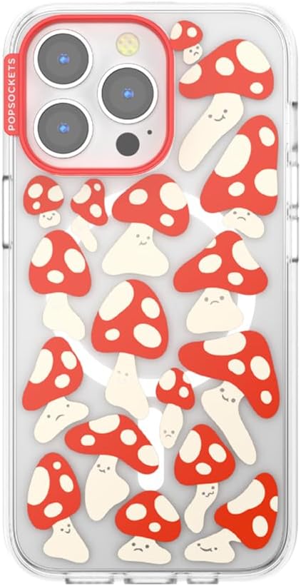 PopSockets iPhone 13 Pro Case Compatible with MagSafe, Phone Case for iPhone 13 Pro, Wireless Charging Compatible - Red Shrooms