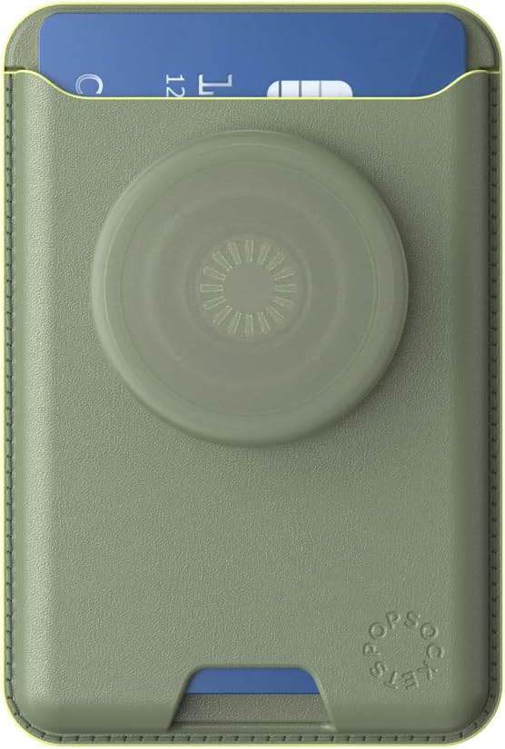 PopSockets Phone Wallet for MagSafe with Grip- Eucalyptus | PopWallet, Holds 3 Cards, Magnetic, Removable, Secure, Green, Teal, Turquoise, Men, Boys