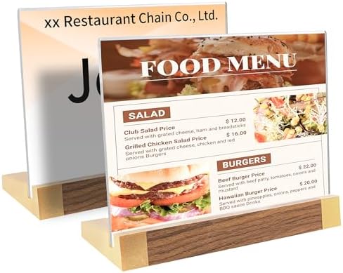 LIANHELILAI Acrylic Sign Holder 5X7, L-Shape Horizontal 2 Pack for Tabletop