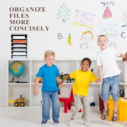 Ireer 4 Pieces Cardboard Paper Organizer, Classroom Mailboxes, Construction Paper Storage, Compartment Literature Sorters, Classroom Organizers for Student Office School (White,6 Slots)