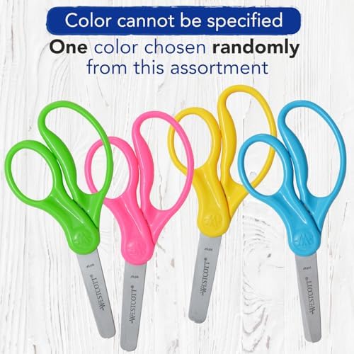 Westcott 5" Hard Handle Kids Scissors, Blunt, Assorted Colors, 2-Pack