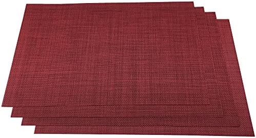 WAZAIGUR Placemats Crisscross Woven Vinyl Place Mats Set of 4 Red